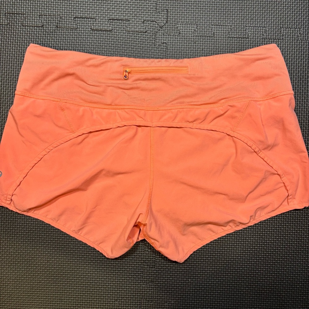 Lululemon Women's Speed Up Orange Coral Shorts 4” Inseam Size 10 - Picture 2 of 6